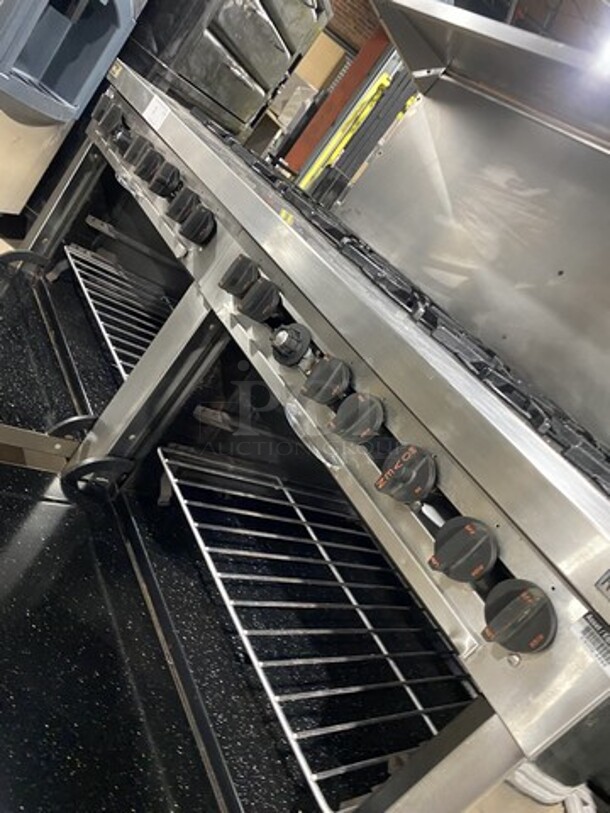 Sweet! Hussman/Southbend Natural Gas Powered 12 Burner Heavy Duty Range! With Double Full Size Ovens! With Raised Back Splash! On Commercial Casters! Working When Removed!  - Image 9 of 10