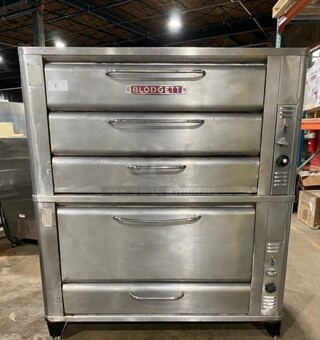 Blodgett Commercial Natural Gas Powered Double Deck Baking/ Pizza Oven! All Stainless Steel! On Legs! 2x Your Bid Makes One Unit! Working When Removed!