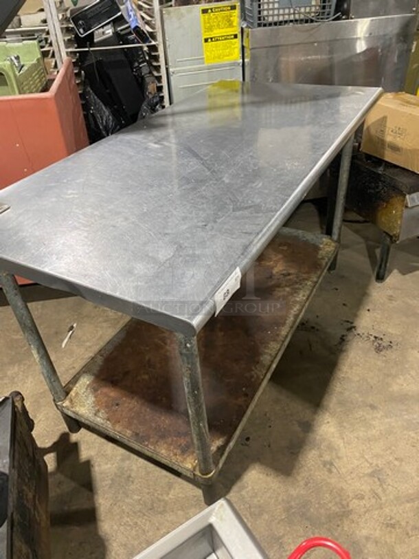 Solid Stainless Steel Work Top/ Prep Table! With Mounted Can Opener! With Storage Space Underneath! On Legs! - Image 2 of 7