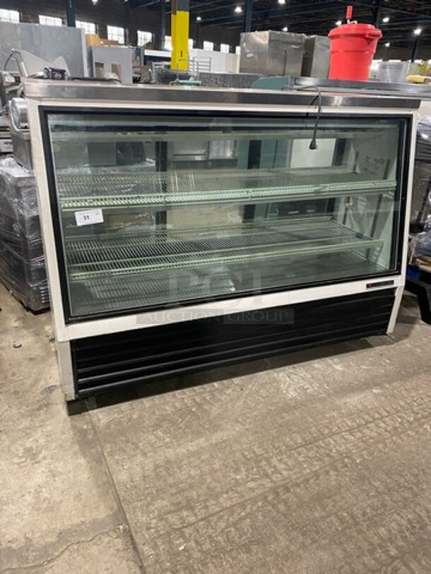 True Commercial Refrigerated Deli Display Case Merchandiser! With Slanted Front Glass! With Sliding Rear Access Glass Doors! Model: TSID723 SN: 4377737 115V 60HZ 1 Phase
