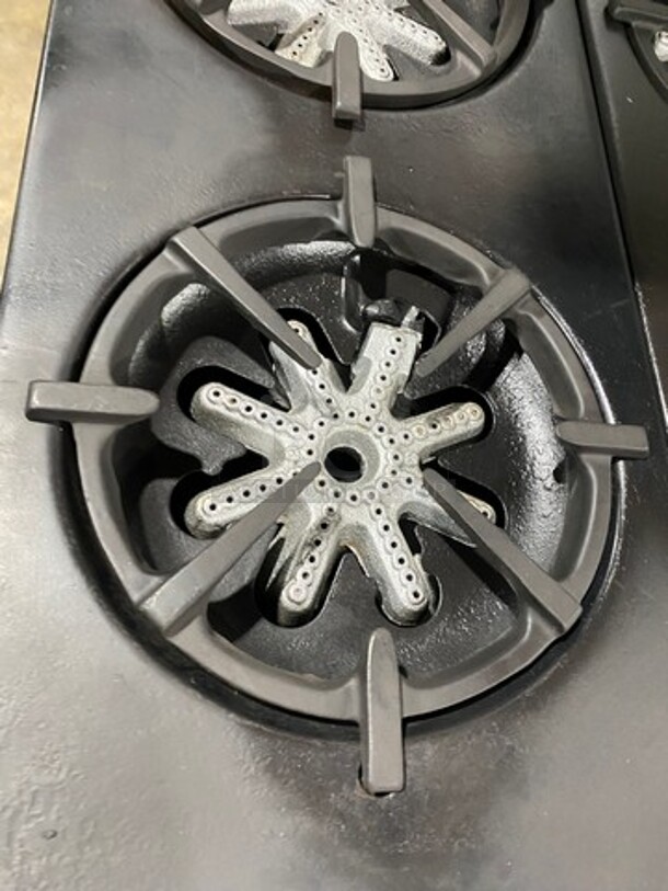 AMAZING FIND! Garland Natural Gas Powered 12 Burner Stove! With 2 Full-Sized Ovens! With Metal Oven Racks! With Raised Back Splash & Salamander Shelf! Stainless Steel! On Casters! WORKING WHEN REMOVED! - Image 6 of 11