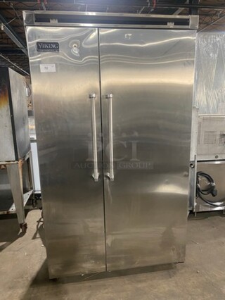 Viking Upright Half Cooler Half Freezer Combo Unit! With Poly Coated Racks And Shelves! All Stainless Steel!
