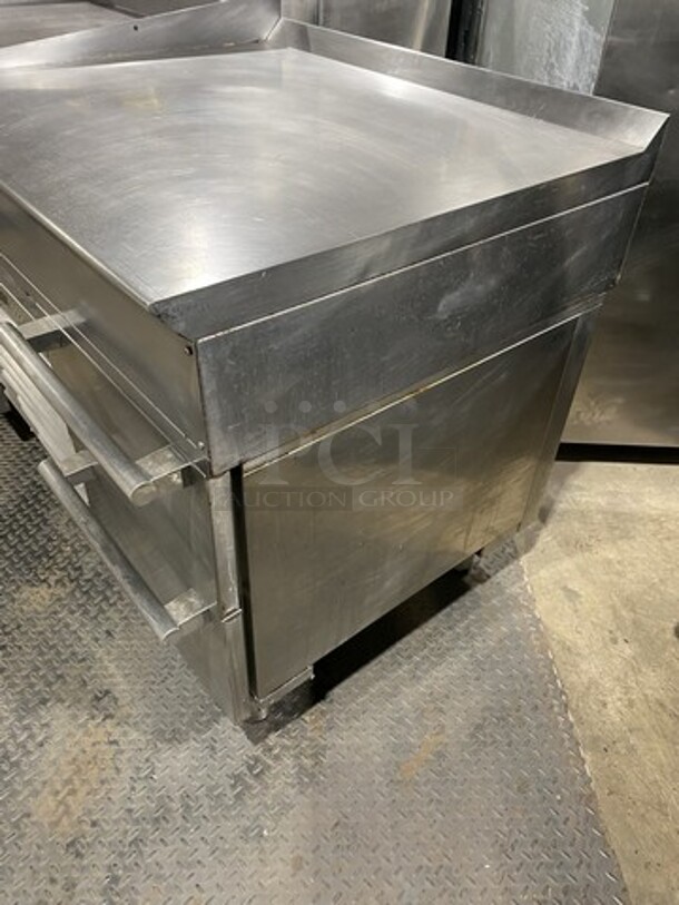 Fab! Electrolux Professional Custom Built Natural Gas Powered 36 Inch Flat Griddle & Work Prep Table Combo! With Underneath 4 Drawer Refrigerated Chef Unit! Model ARG36FL Serial 01300005! On Casters!   - Image 2 of 11