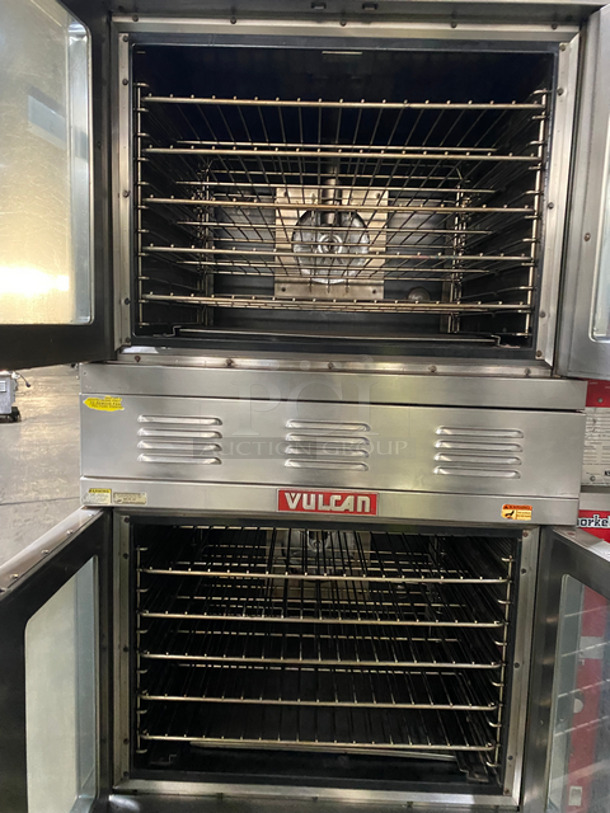 Vulcan Commercial Double Deck Natural Gas Powered Convection Oven! With View Through Doors! Metal Oven Racks! All Stainless Steel! On Legs! 2x Your Bid Makes One Unit! Model: SG22T SN: 481110235115V 60HZ 1 Phase - Image 5 of 9