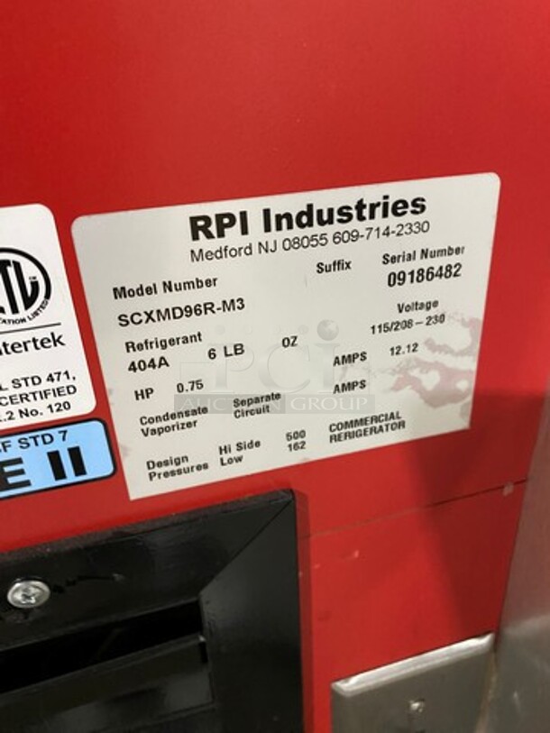 RPI Commercial Refrigerated Deli/ Bakery Display Case Merchandiser! With Straight Front Glass! With Rear Access Doors! With Commercial Cutting Board! Model: SCXMD96RM3 SN: 09186482 115/208/230V - Image 7 of 9