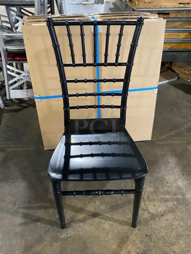 (x5) NICE! BRAND NEW Black Elegant Poly Style Indoor/ Outdoor Chairs! 5x Your Bid!