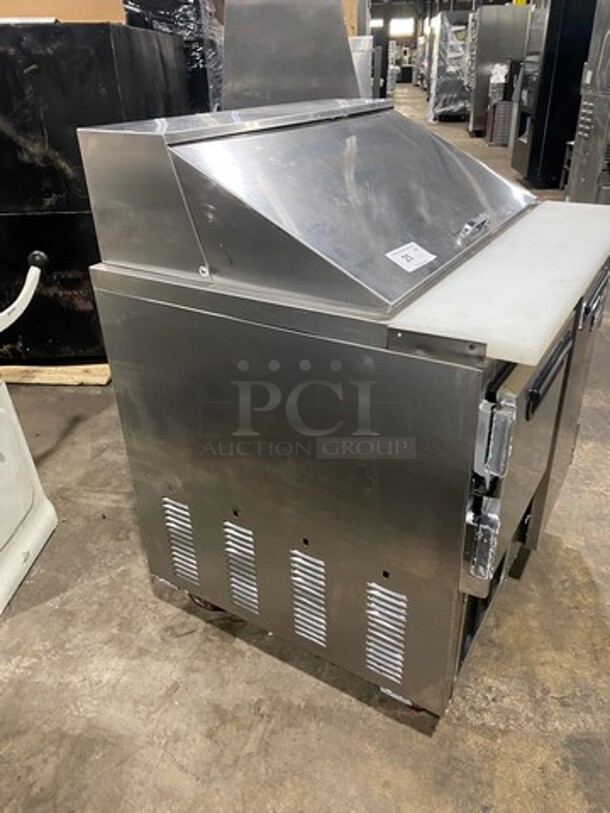 LATE MODEL! 2017 Leader Commercial Refrigerated Sandwich Prep Table! With 2 Door Underneath Storage Space! With Commercial Cutting Board! All Stainless Steel! On Casters! Model: LM36 SN: GA03M0902A 115V 60HZ 1 Phase - Image 2 of 9