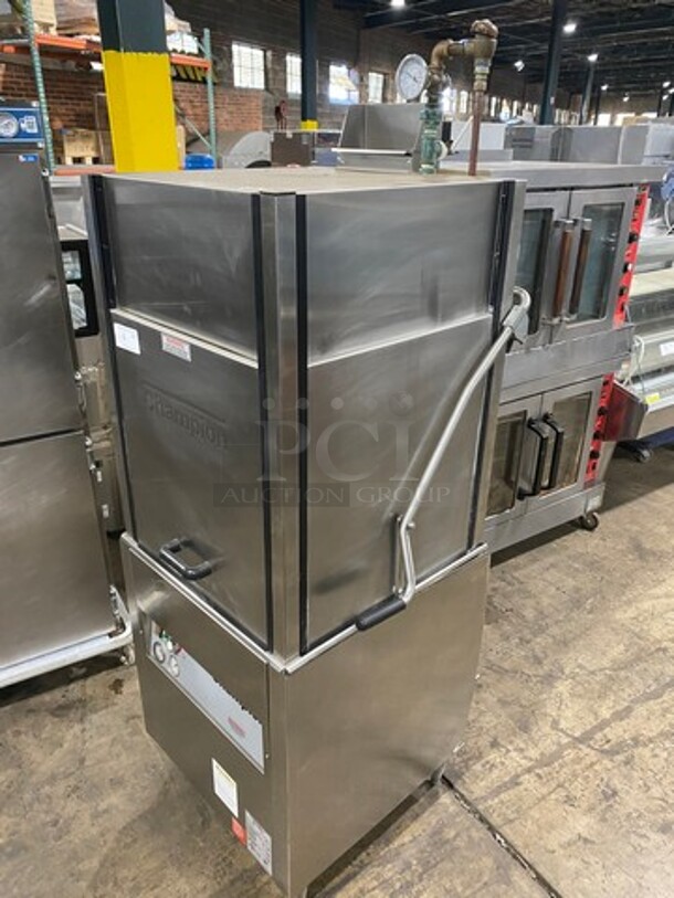 Champion Commercial Pass-Through Dishwasher Machine! All Stainless Steel! On Legs! With Right Side Dishwasher Table! With Back And One Side Splash! Model: DHBT SN: D11038937 208/240V 60HZ 3 Phase - Image 2 of 10