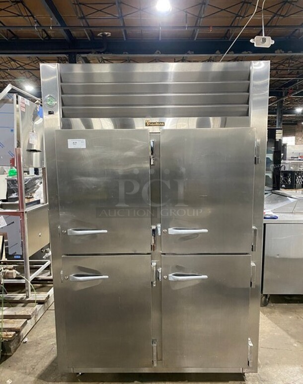 NICE! Traulsen Commercial 4 Split Door Reach In Cooler! With Poly Coated Racks And Built In Pan Racks! All Stainless Steel! On Casters! Model: AHT232NUT122 SN: T722770L99 115V 1 Phase - Image 1 of 10