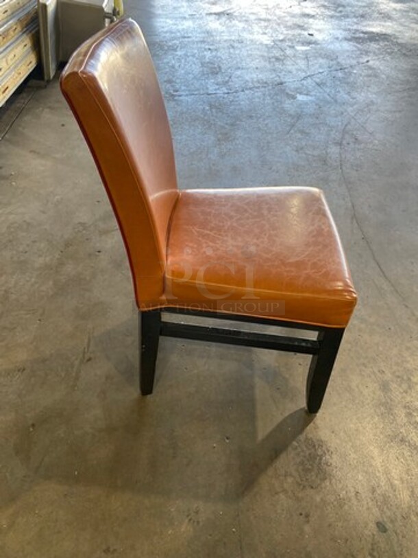 NICE! Orange Cushioned Chair! With Black Wooden Legs! 3x Your Bid - Image 3 of 9