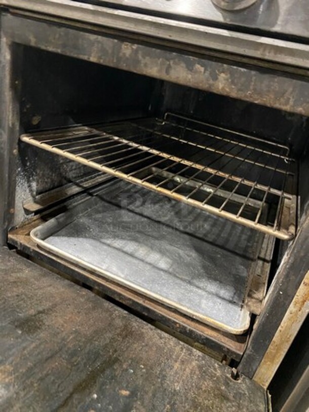 Imperial Commercial Natural Gas Powered 4 Burner Stove! With Raised Back Splash And Salamander Shelf! With Oven Underneath! All Stainless Steel! On Casters! Model: IR4 SN: 03273711 - Image 8 of 10