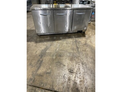 IKON Stainless Steel Commercial 3 Door Undercounter Freezer! On Commercial Casters! MODEL: KUC72F SN: KUC72F 9024462 115V 1 PH! Electric Powered! On Casters!