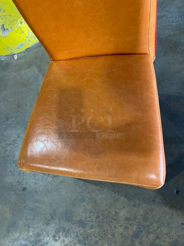 NICE! Orange Cushioned Chair! With Black Wooden Legs! 3x Your Bid - Image 6 of 9