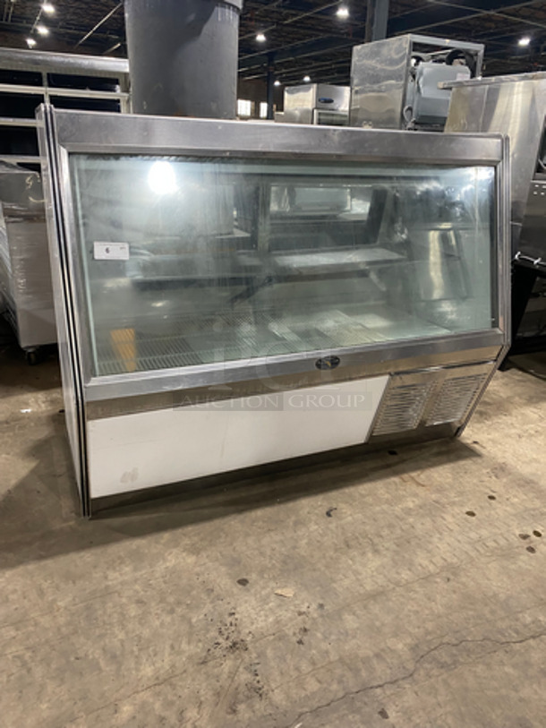 Marc Commercial Refrigerated Deli/Bakery Display Case! With Slanted Front Glass! With Sliding Glass Rear Access Doors! With Poly Coated Racks And Stainless Steel Shelf!