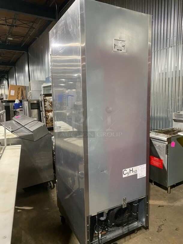 LATE MODEL! 2020 Bison Commercial Single Door Reach In Cooler! Poly Coated Racks! All Stainless Steel! On Casters! Model: BRR21 SN: BRR2100320080500K80011 115V 60HZ 1 Phase! Working When Removed! - Image 3 of 10