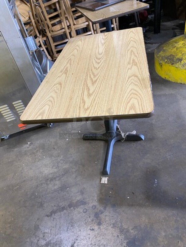 Wooden Pattern Top Rectangular Table! With Black Metal Base! 2x Your Bid - Image 2 of 5