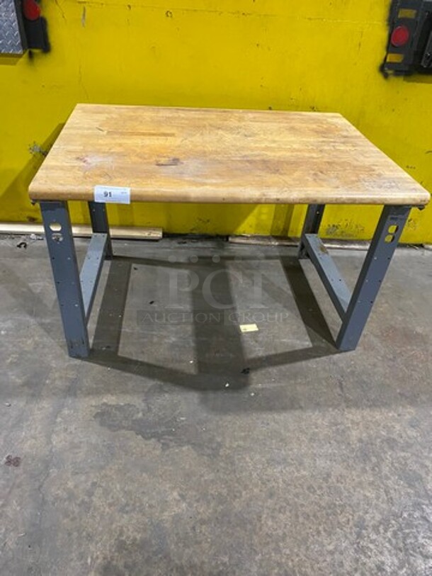 Commercial Butcher Block Table! Stainless Steel Body! On Legs! - Image 1 of 7
