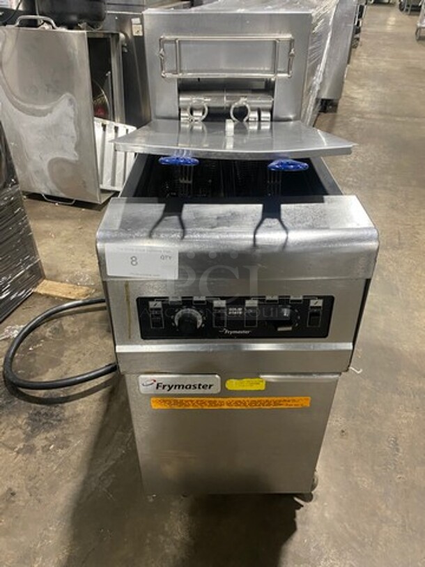 Frymaster Commercial Electric Powered Split Bay Deep Fat Fryer! With Metal Frying Baskets! With Side Splashes! All Stainless Steel! On Casters! Model: RE1142SE SN: 1508NA0057 208V 60HZ 3 Phase - Image 1 of 11