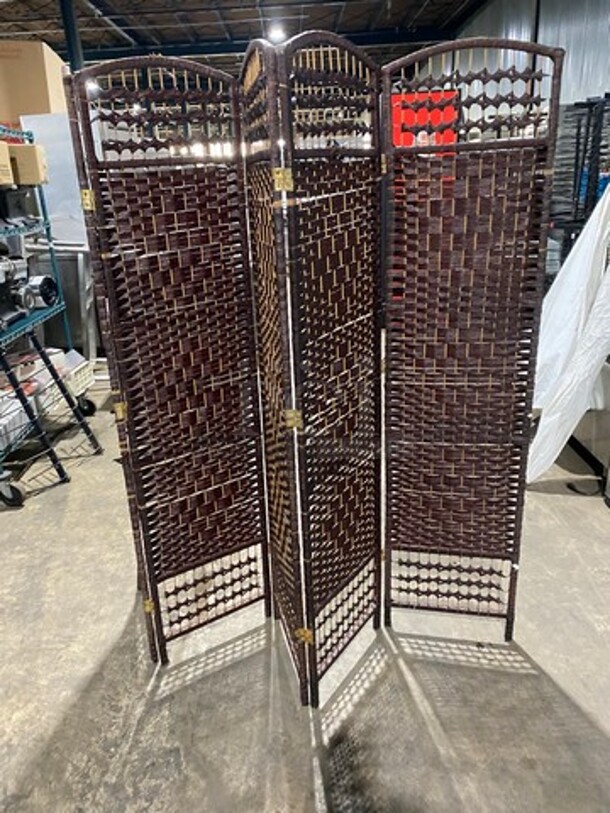CUTE! Brown Woven Decorative Room Divider! - Image 3 of 3
