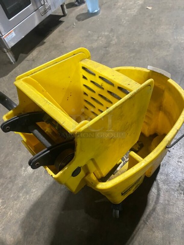 Rubbermaid Yellow Poly Mop Bucket! With Wringer Attachment! On Casters! - Image 8 of 8