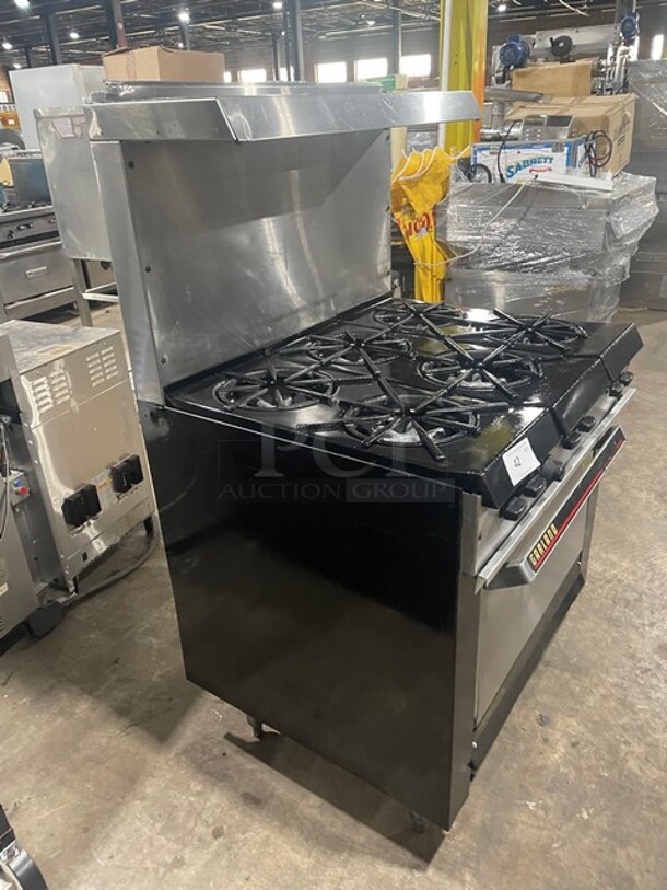 Great! Garland Commercial Natural Gas Powered 6 Burner Stove! With Oven Underneath! All Stainless Steel! With Raised Back Splash! GREAT FOR BIG POTS! On Legs! - Image 4 of 8