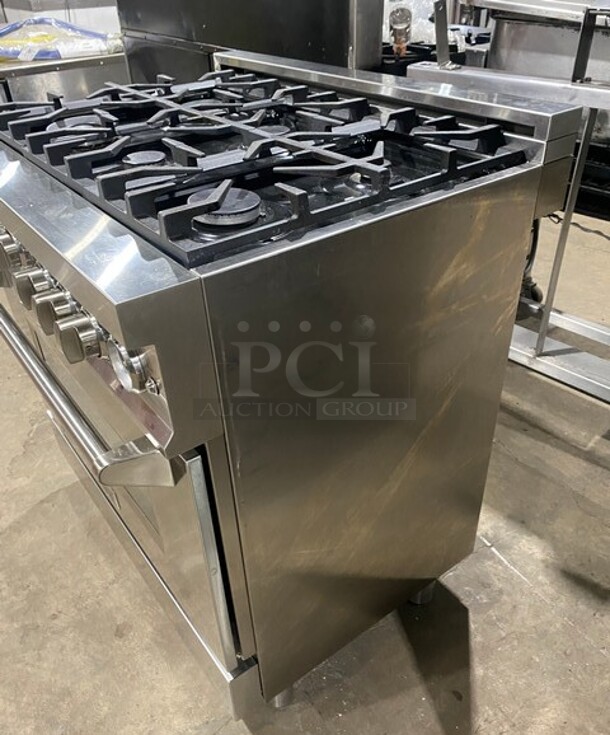 Zline Commercial Gas Powered 6 Burner Stove! With Oven Underneath! Stainless Steel! MODEL RG36 SN: RG36GE2112049103 120V  - Image 3 of 11