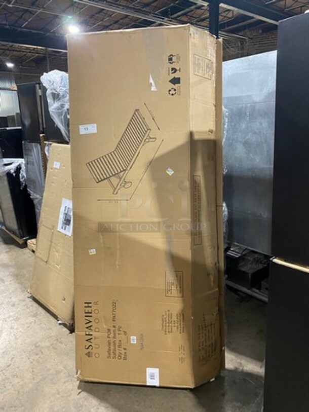 NEW! IN THE BOX! Safavieh Outdoor Adjustable Chaise Lounge Chair! CUSHION NOT INCLUDED! Model: PAT7022 - Image 2 of 5