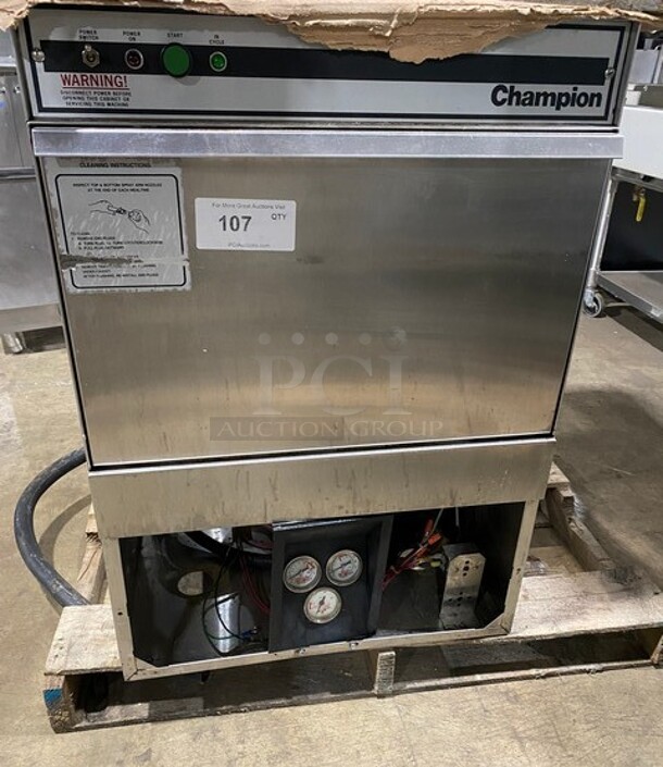 Champion Stainless Steel Commercial Undercounter Dishwasher! 208V 1Ph - Image 1 of 8
