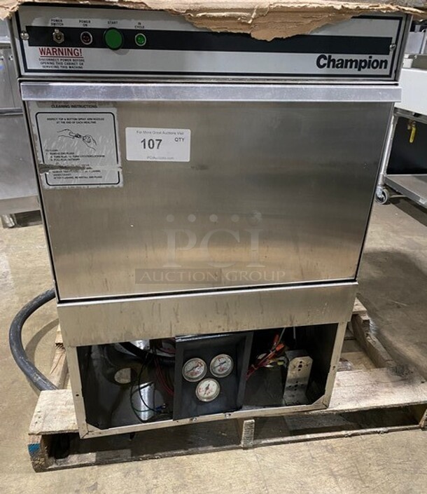 Champion Stainless Steel Commercial Undercounter Dishwasher! 208V 1Ph - Item #1107716