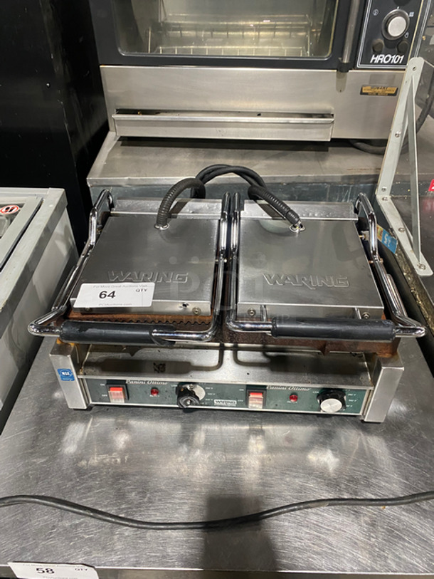 Waring Commercial Electric Powered Countertop Dual Panini Press! With Ribbed Press! All Stainless Steel! Model: WPG300