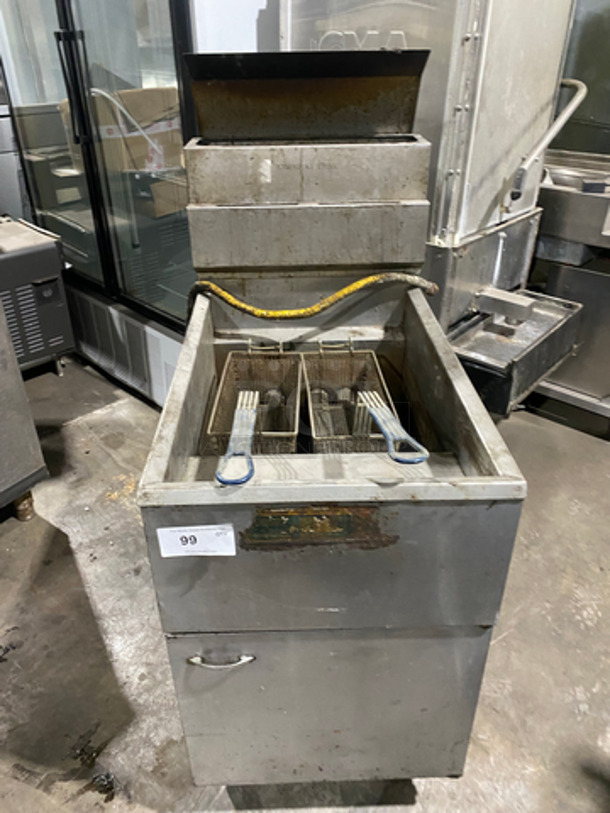 Pitco Commercial Natural Gas Powered Deep Fat Fryer! With 2 Frying Baskets! All Stainless Steel! On Legs!