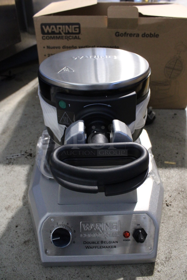 BRAND NEW IN BOX! Waring Model WW200KSDI Stainless Steel Commercial Waffle Maker. 230 Volts, 1 Phase. 10.5x17x10