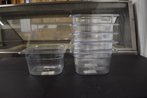 3 Boxes of 6 BRAND NEW Rubbermaid Clear Poly 1/6 Size Drop In Bins. 1/6x4. 3 Times Your Bid!