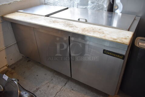 Continental SW72-30M Stainless Steel Commercial Prep Table on Commercial Casters. 115 Volts, 1 Phase. 72x34x37. Tested and Working!