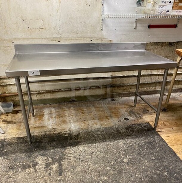 All Stainless Steel Heavy Duty Open Base Commercial Prep/Worktable With Raised Back Splash! - Image 1 of 6