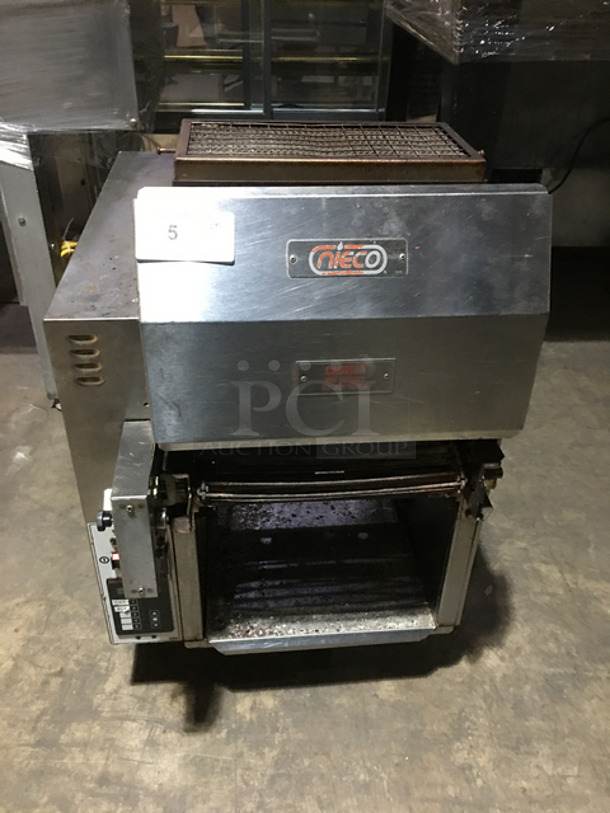 SWEET! LATE MODEL! 2019 Nieco Commercial Countertop Natural Gas Powered Automatic Broiler! With Conveyor Belt! All Stainless Steel! On Small Legs! Model: JF62GCR SN: 93451769 120V 50/60HZ 1 Phase