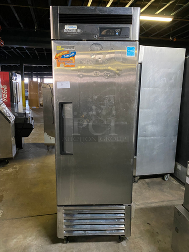 Turbo Air Commercial Single Door Reach In Cooler! With Poly Coated Racks! All Stainless Steel! On Casters! Model: MSR23NM 110/120V 60HZ 1 Phase