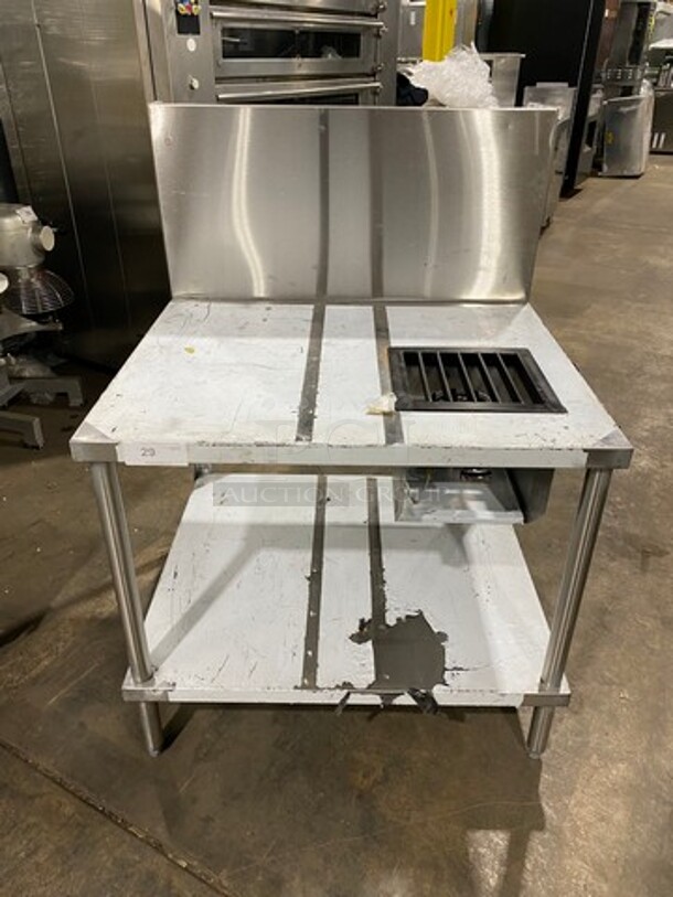 WOW! Custom Made Commercial Single Burner Prep Table! With Raised Back Splash! With Storage Space Underneath! Solid Stainless Steel! On Legs!