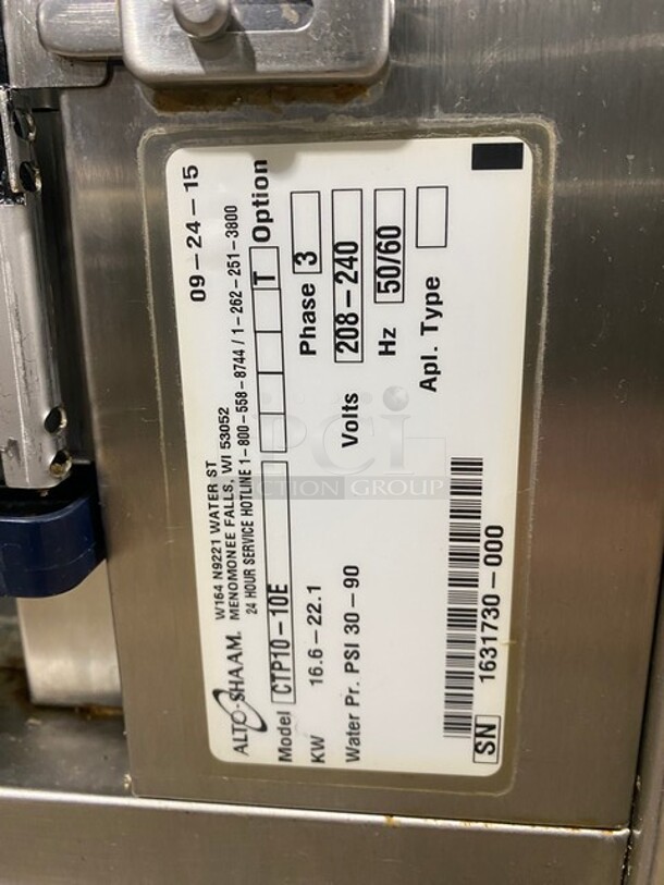 Nice! Alto Shaam Commercial Electric Powered Combitherm Convection Oven! With Underneath Storage Space! All Stainless Steel! On Legs! Working When Removed!  Model: CTP1010E SN: 1631730000 208/240V 60HZ 3 Phase - Image 8 of 10