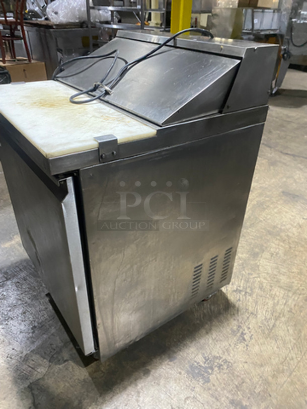 Maxx Cold Commercial Refrigerated Sandwich Prep Table! With Commercial Cutting Board! Single Door Storage Space Underneath! All Stainless Steel! On Casters! - Image 2 of 9