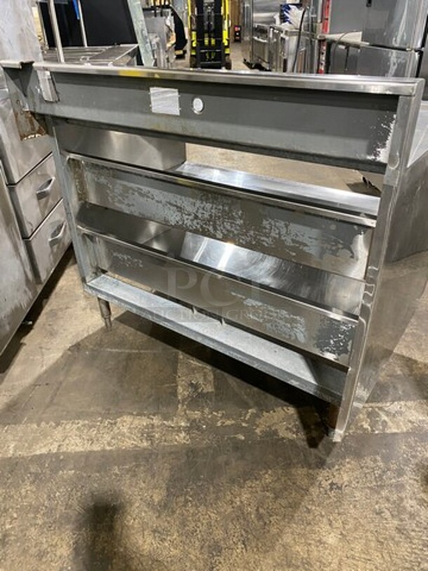 Custom Made Commercial Beverage Work Top Table/ Coffee Stand! With Back Splash! With Shelf Storage Underneath! All Stainless Steel! On Legs! - Image 3 of 6