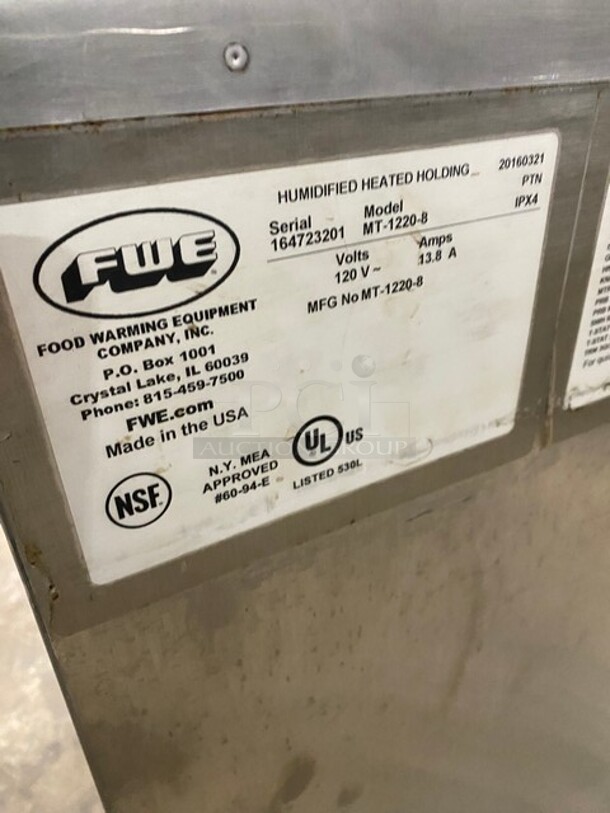 FWE Commercial Food Warming/Holding Cabinet! All Stainless Steel! On Casters! Model: MT12208 SN: 164723201! 120V! On Casters! - Image 7 of 8