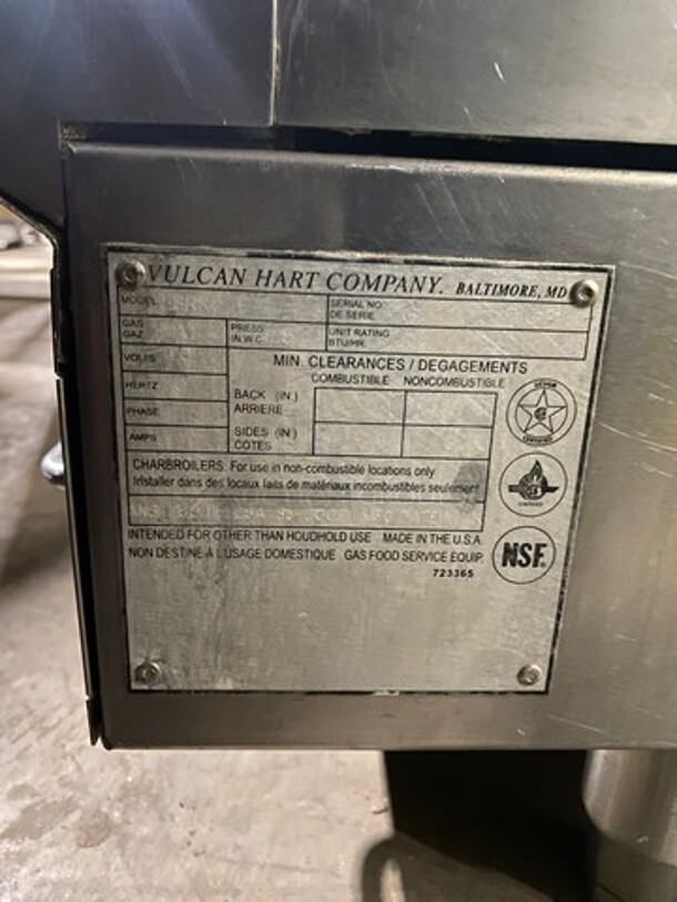 Vulcan Hart Commercial Countertop Gas Powered Flat Top Griddle! With Back And Side Splashes! All Stainless Steel! On Legs! Model: 36RRG SN: 650059108 - Image 9 of 11