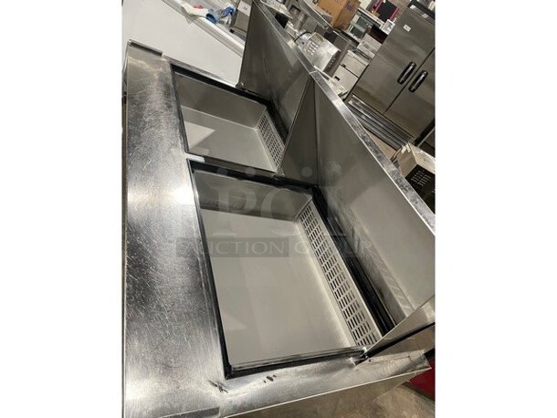 Dukers Commercial Refrigerated Sandwich/Salad Prep Table! All Stainless Steel! With 2 Door Storage Space Underneath! With Poly Coated Racks! Model DSP 60 Serial DUK211103! 115V! On Casters! - Image 8 of 9