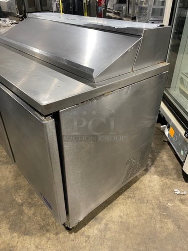 Migali Commercial Refrigerated Mega Top Sandwich Prep Table! With 2 Door Storage Space Underneath! Poly Coated Racks! All Stainless Steel! On Casters! Model: G3SP4812 SN: 10120088M 115V 60HZ 1 Phase - Image 2 of 9