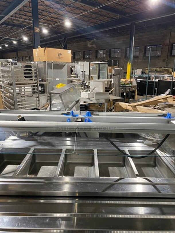 Amtekco Commercial Electric Powered 5 Well Buffet Style Steam Table! With Dual Side Lowering Prep Line! With Sneeze Guard! On Casters! WORKING WHEN REMOVED! - Image 5 of 10