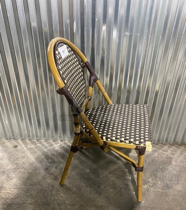 NEW! Nice Aluminum Bamboo Patio Dinning Side Chair In Brown! 3x Your Bid! - Image 2 of 7