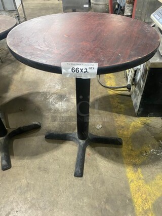 Round Wooden Pattern Table! With Black Metal Base! 2x Your Bid!