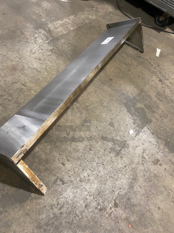 All Stainless Steel! Wall Mounted Commercial Shelf With Backsplash! - Image 3 of 4