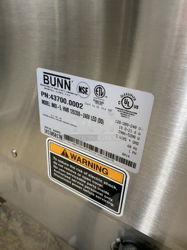 Bunn 5 Section Counter Top Hot Beverage Dispenser! Dunkin Donuts Edition!  Model IMIX5 Serial 437000002! 120/208V 1 Phase!  - Image 5 of 9